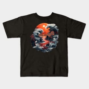 Dragon Soaring Over A Tumultuous Ocean Kids T-Shirt